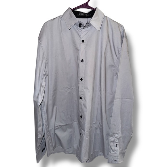 HHGKED Men’s Shirt NWT Light Grey Button-Down European & American Style Size XL - Picture 2 of 16